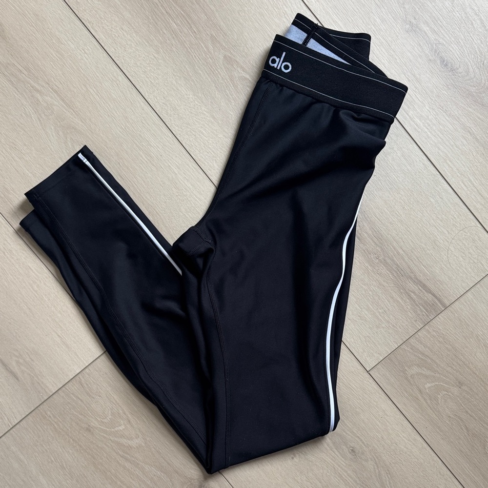 ALO Black Leggings with White Accents